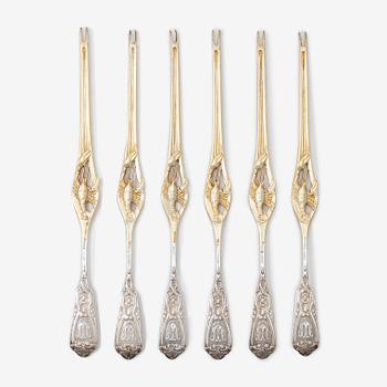 Six silver lobster forks, Germany,