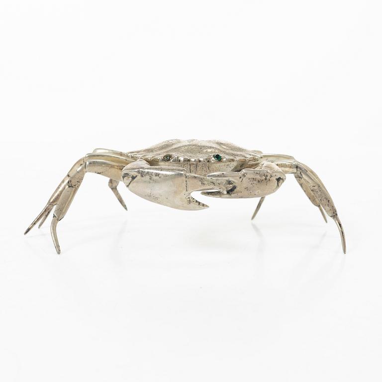 Saltkar/dosa, i form av krabba, silver, Spanien, 1900-tal.