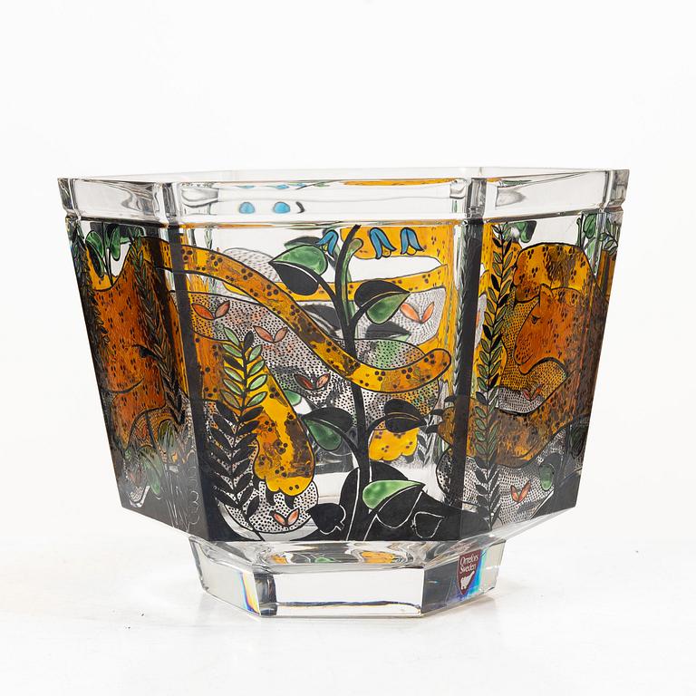 Gunnar Cyrén, a “Leopard Play” glass bowl, Orrefors, 1990.