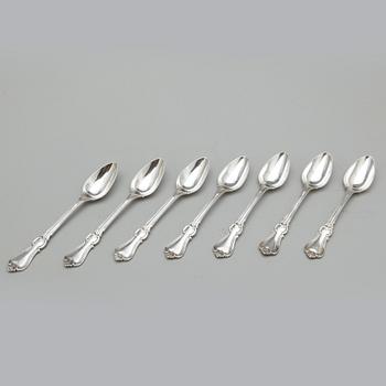 EFTERRÄTTSSKEDAR, 7 st silver, Christian Hammer, Stockholm 1857. Total vikt ca 266 gram.