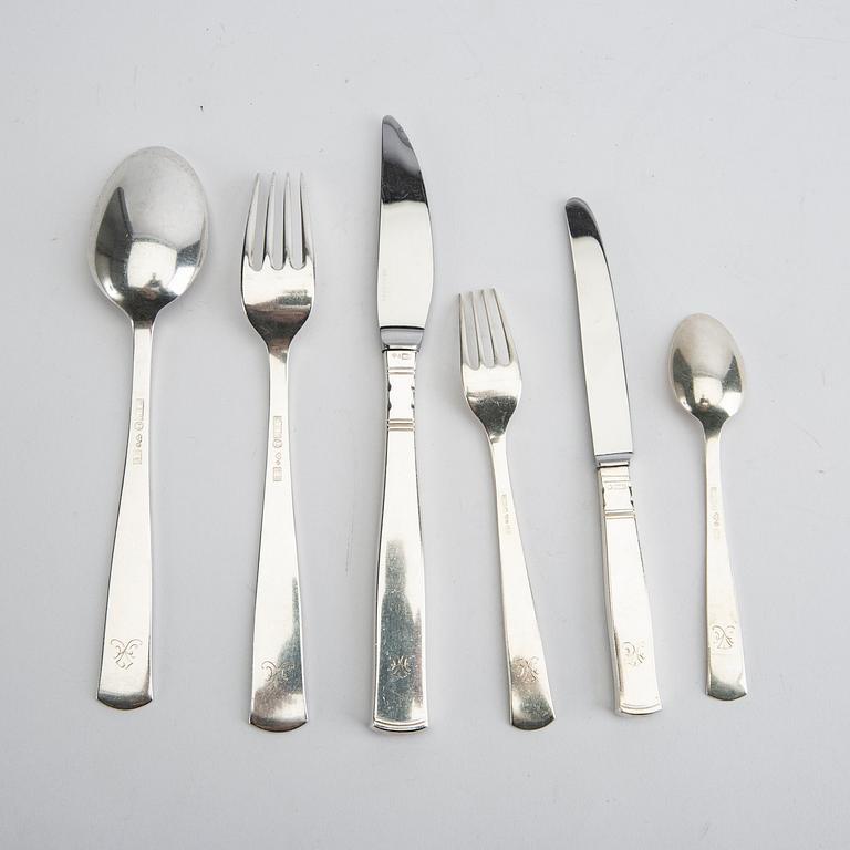 A Swedish 20th century set of 70 pcs of silver cutlery mark of Jacob Ängman/GAB Eskilstuna 1959/1960.Total weight 2518 g.