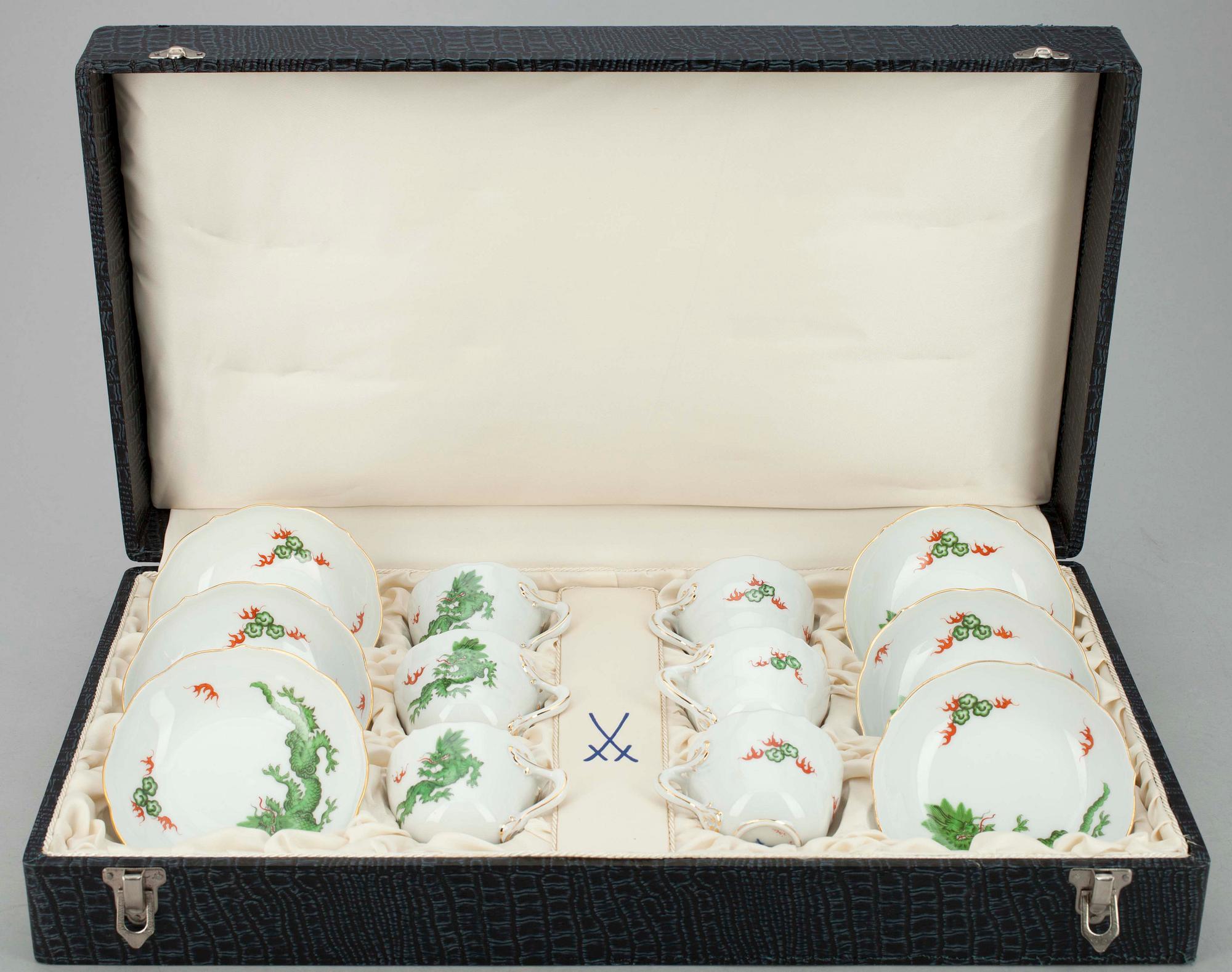 MOCKAKOPPAR,  6 st, porslin, Meissen, 1900-tal.