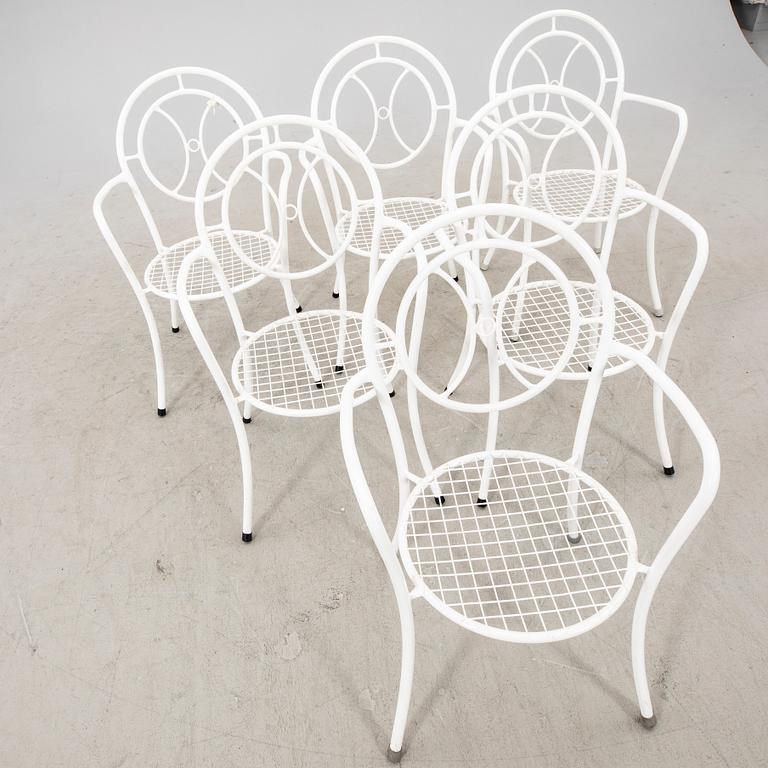 A Set of six laquerd metal garden chairs 1970/80s Denmark.