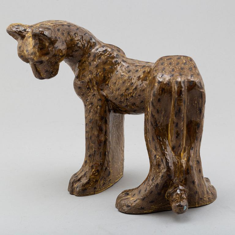 Vicke Lindstrand, skulptur, gepard, modell 3003, Upsala-Ekeby ca 1949.