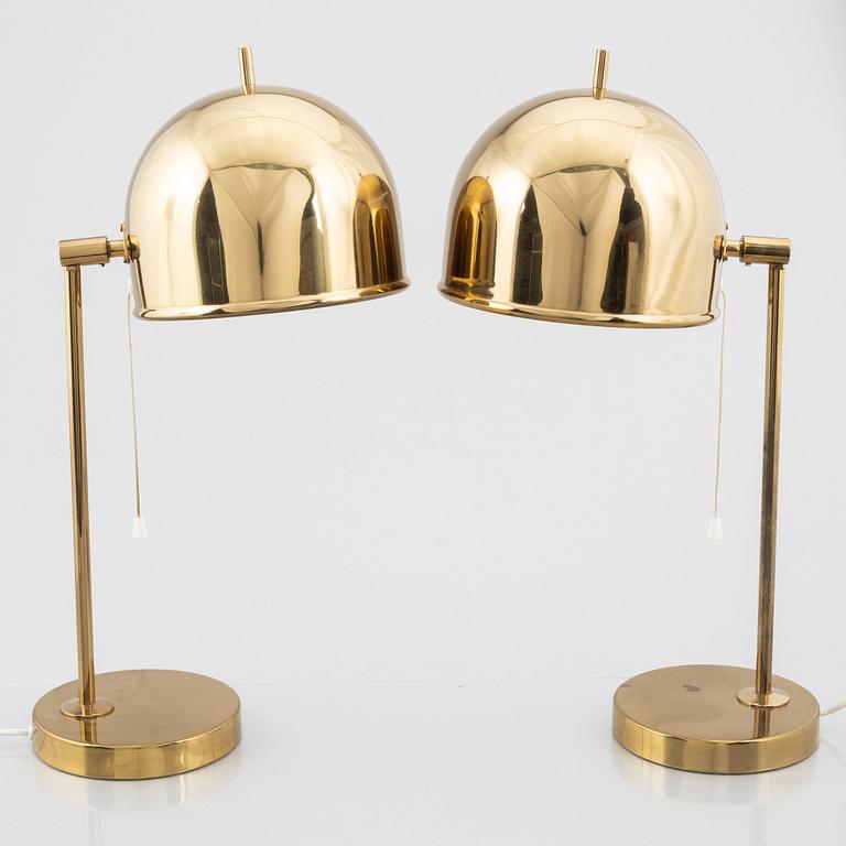 Eje Ahlgren, a pair of brass table lamps, model 'B-075', Bergboms, Sweden, 1960-70s.