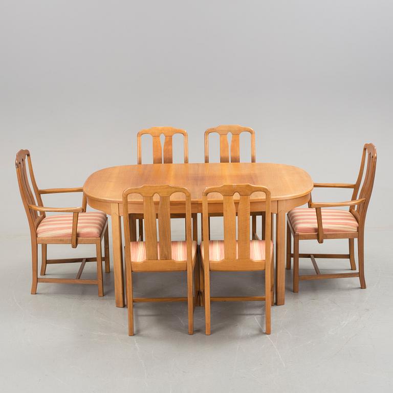 CARL MALMSTEN, matsalsgrupp, 7 delar, 'Ambassadör' för Åfors Möbelfabriken.