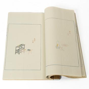 十竹齋書畫譜 四開 木版畫 A complete collection of Ten-Bamboo Studio decorative letter papers, Rongbaozhai in Beijing in 1952.