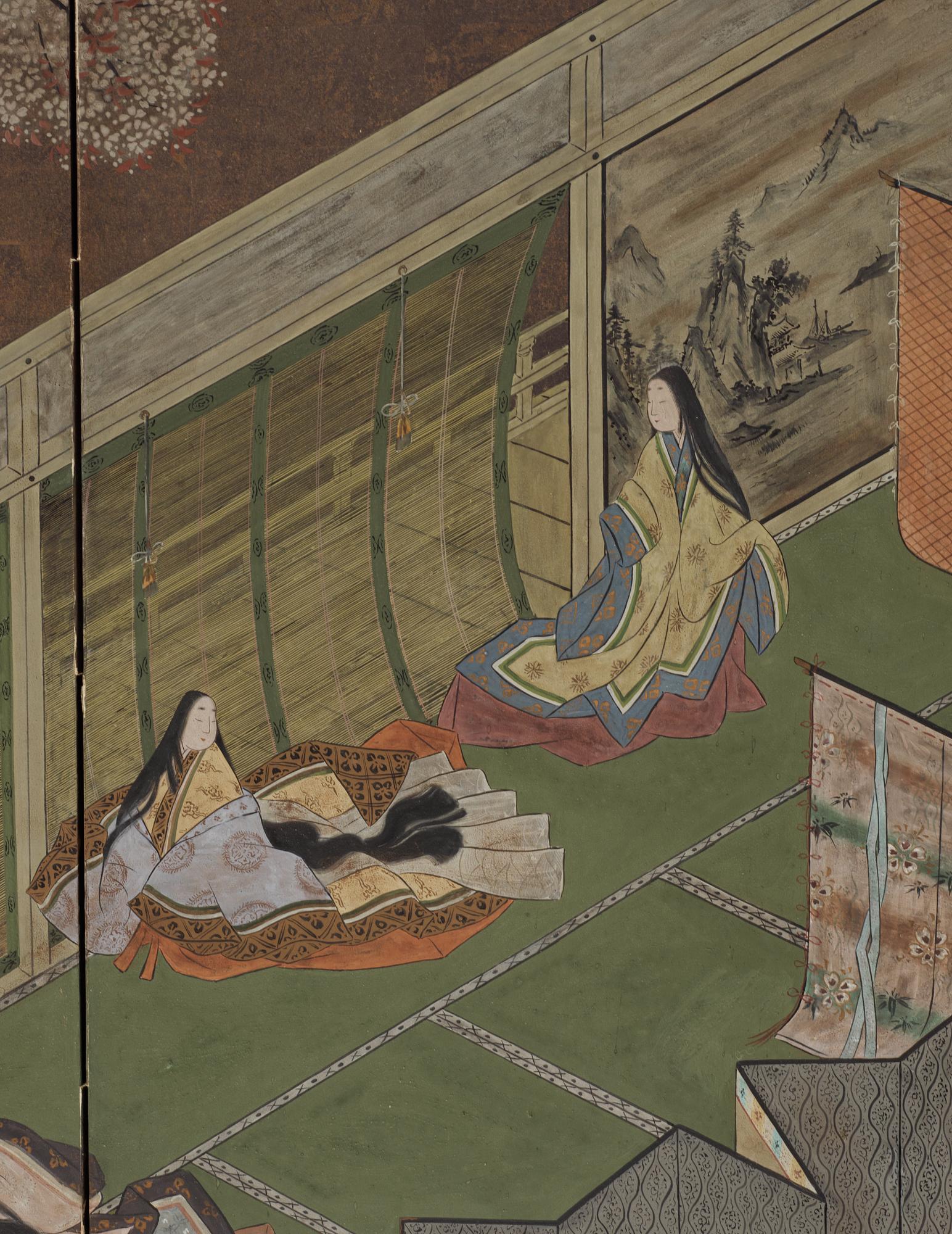 VIKSKÄRM, fyrdelad. Japan, 1800-tal.