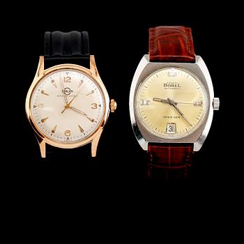ARMBANDSUR, 2 st, automatic, Ernest Borel och Svalan Sportsman, 1900-talets andra hälft.