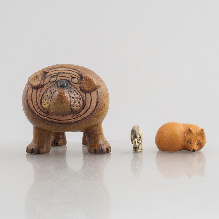 Lisa Larson, a set of three stoneware figurines, Gustavsberg and K-Studion.