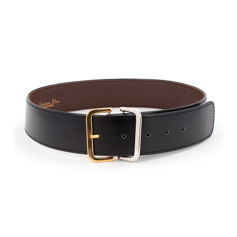 Christian Dior, CHRISTIAN DIOR, a black leather belt.