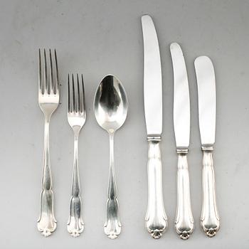 BESTICK, 34 delar, silver, CG Hallberg, Stockholm 1939. Vikt med stålblad ca 1945 g.