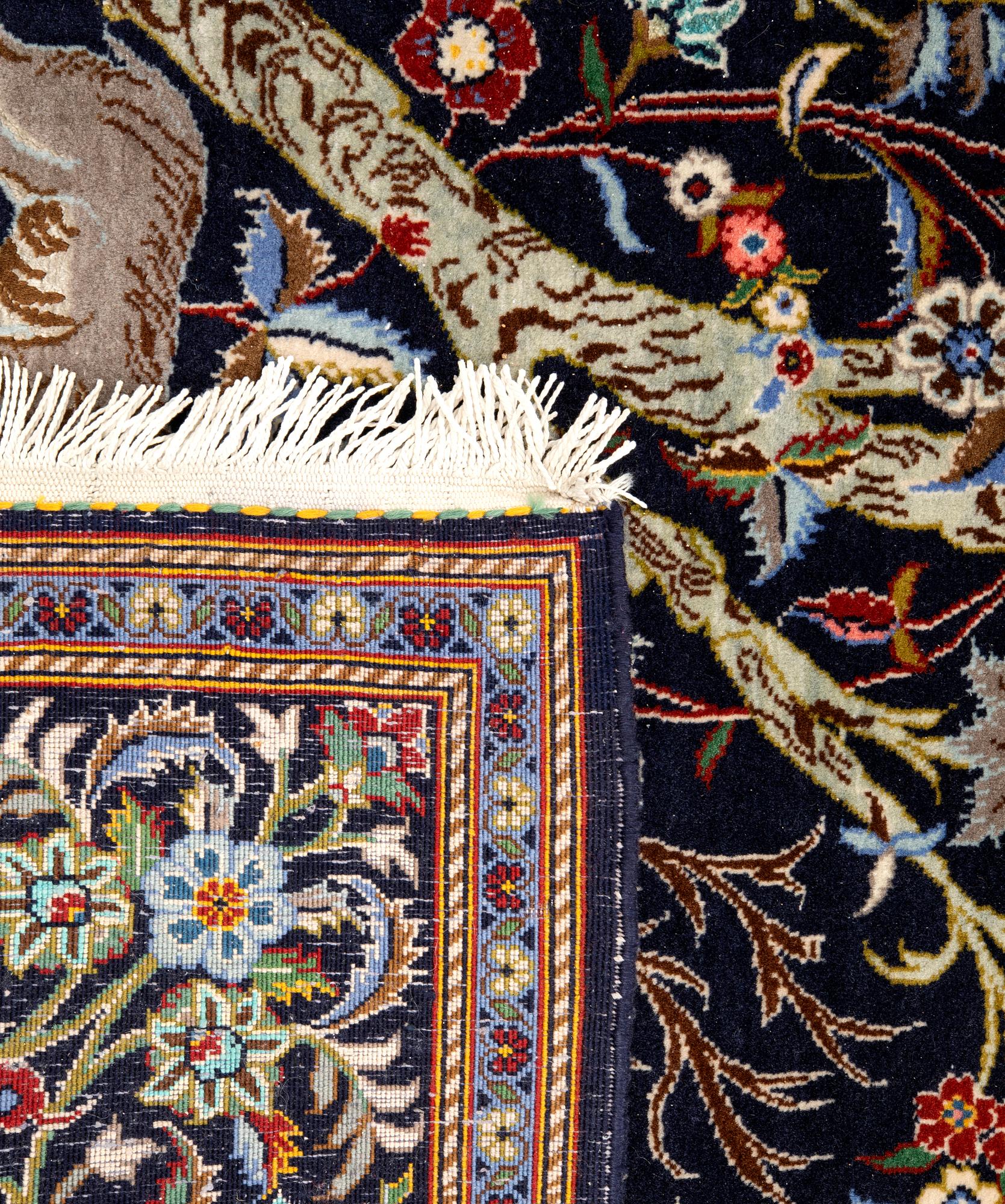 Rug Keshan old part silk signed approx. 218x140 cm.