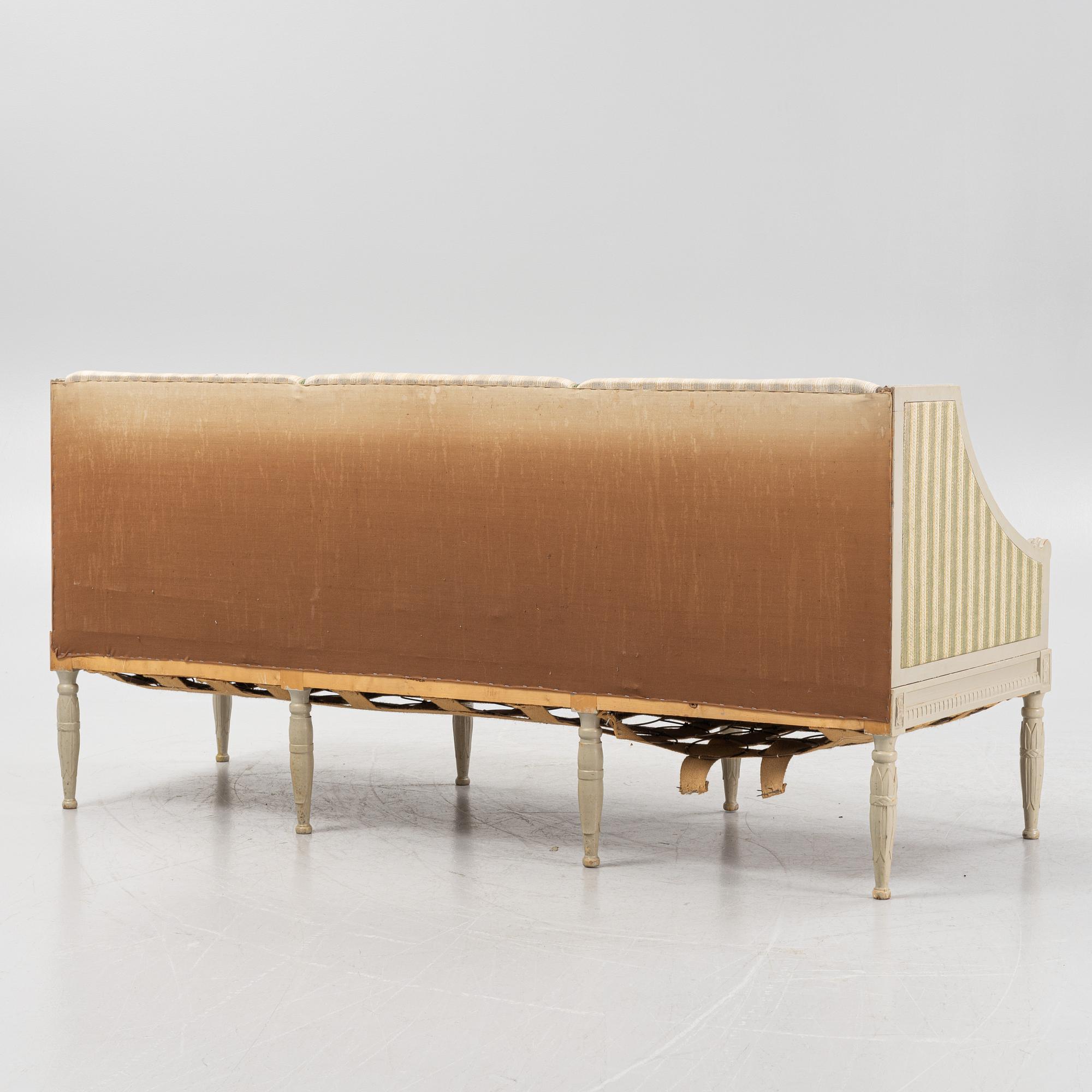 A Gustavian style 6-piece furniture suite, P.A. Eklund Bispgården, mid 20th Century.