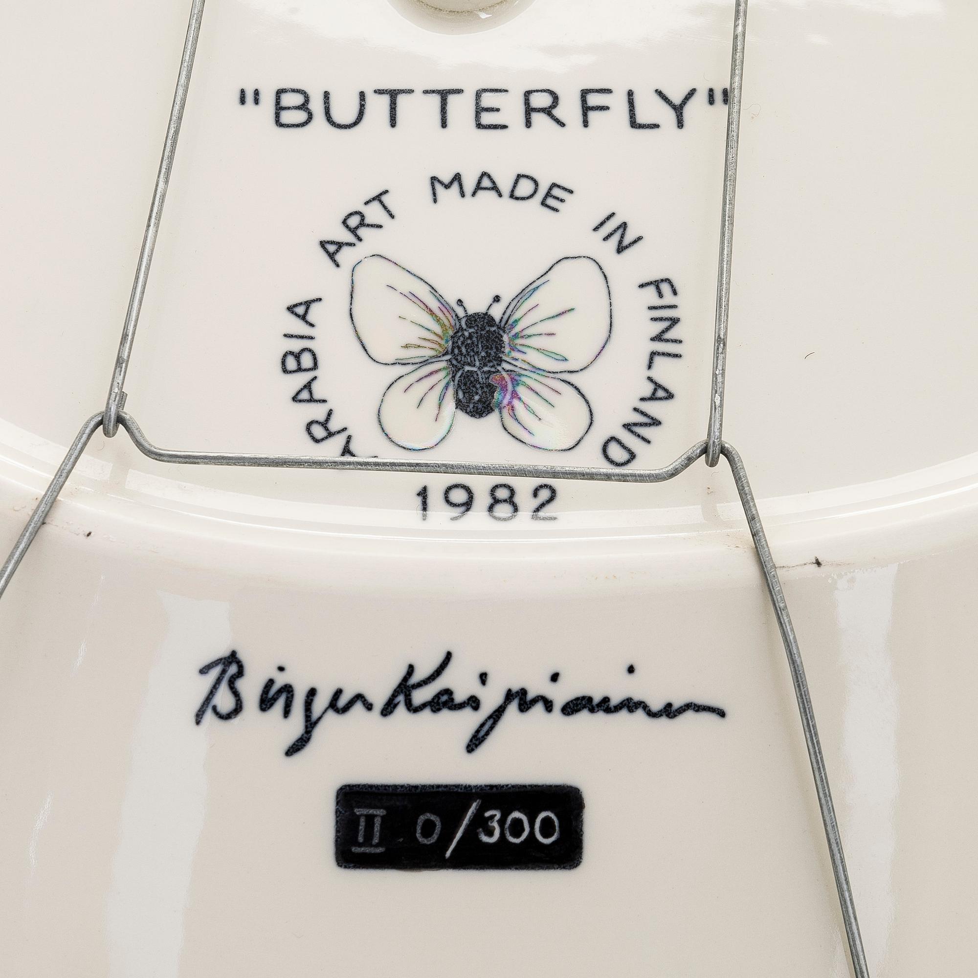 Birger Kaipiainen, a ceramic 'Butterfly' plate for Arabia Art 1982, signed and numbered II 0/300.