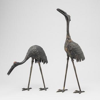 A pair of Chinese metal cranes, first half of the 20th century.