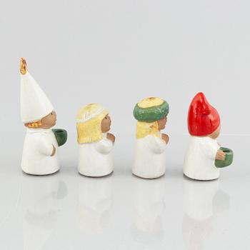 Lisa Larson, four "Advent" stoneware figurines/candlesticks, Gustavsberg, Sweden.