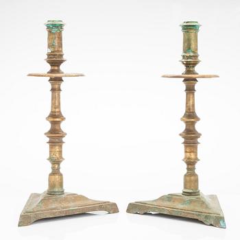 A pair of 18th century candlesticks.