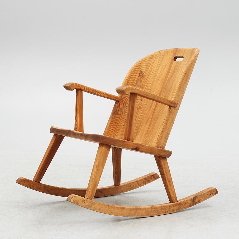 A pine rocking chair, Åby Möbelfabrik, Sweden, 1930's/40's.