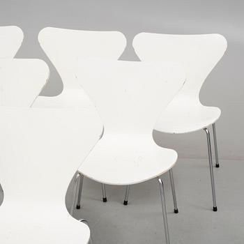 STOLAR, 6 st. "Sjuan", Arne Jacobsen, Fritz Hansen, Danmark 1983.