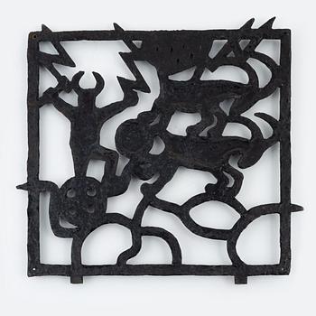 Olle Hermansson, a cast iron fire screen, Husqvarna.
