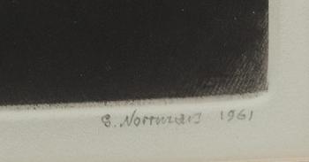 GUNNAR NORRMAN, tornål, signerad och daterad 1961, numrerad 10/15.