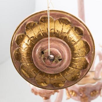 A mid 20th century glass ceiling lamp from Murano, Venice Italy.