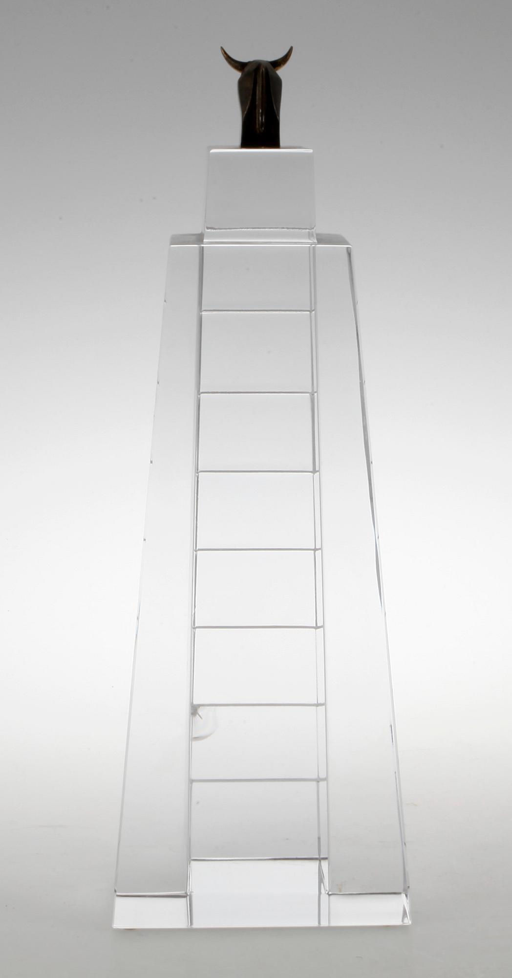 GUNNAR CYRÉN, skulptur, glas "Den heliga kon", Orrefors 1988.