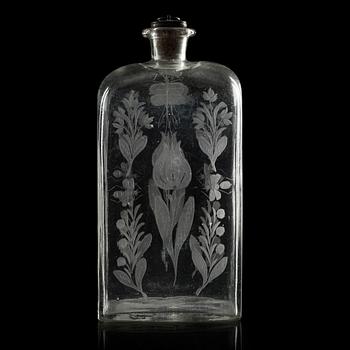 853. A Russian engraved bottle, 18th Century.