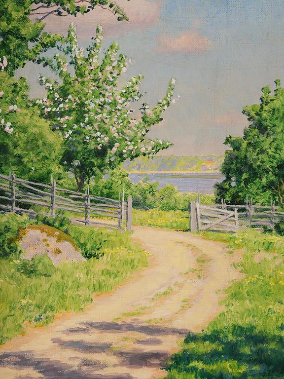 Johan Krouthén, Summer landscape with fruit trees in bloom.