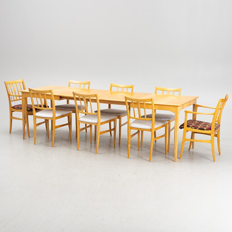 Carl Malmsten, a 'Talavid' dining table and eight chairs, late 20th Century.