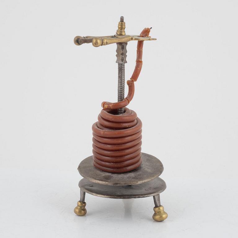 Brass and wrought iron waxcandlestick, early 19th century.