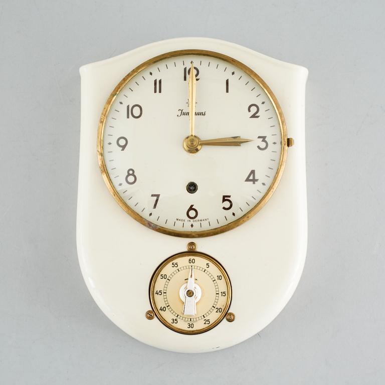 VÄGGUR med TIMER, Junghans, Tyskland, omkring 1900-talets mitt.