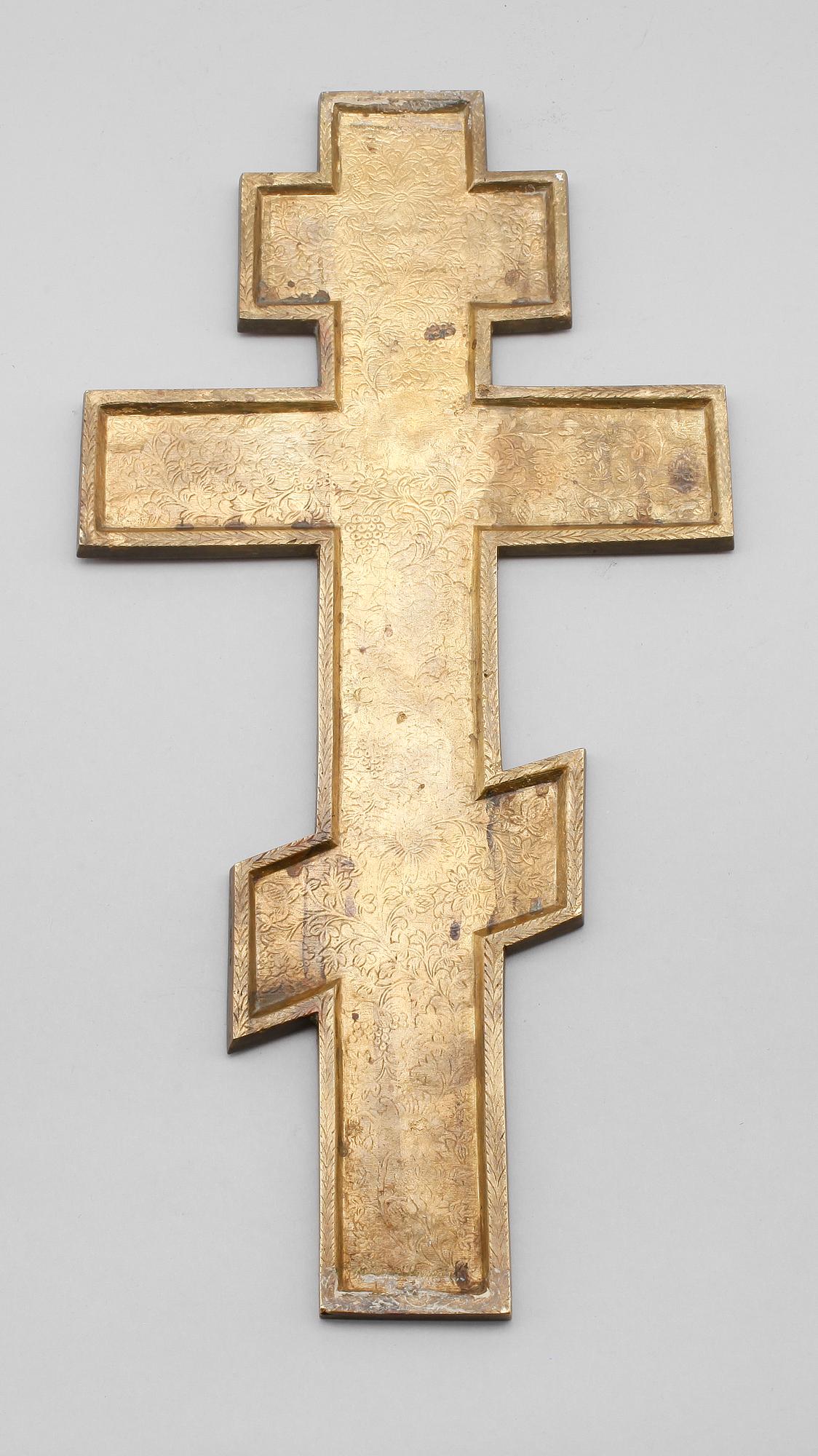 KRUCIFIX, mässing, emalj, Ryssland 1800/1900-tal.