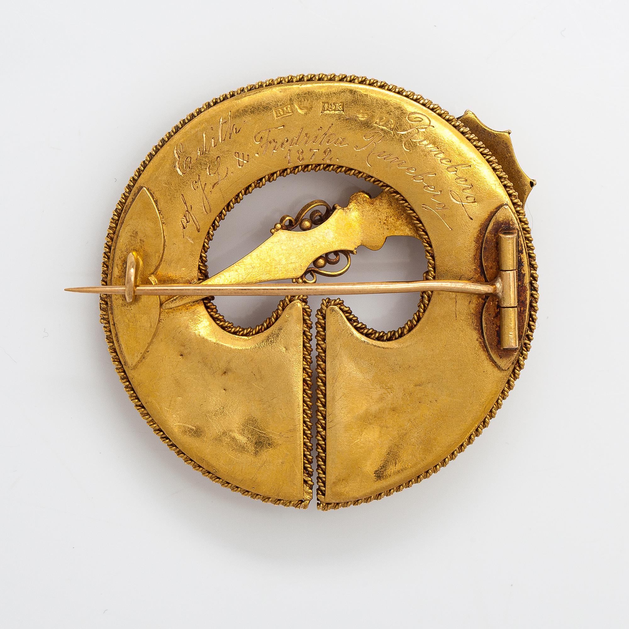 Otto Roland Mellin, Brosch, 18K guld. Helsingfors 1872.