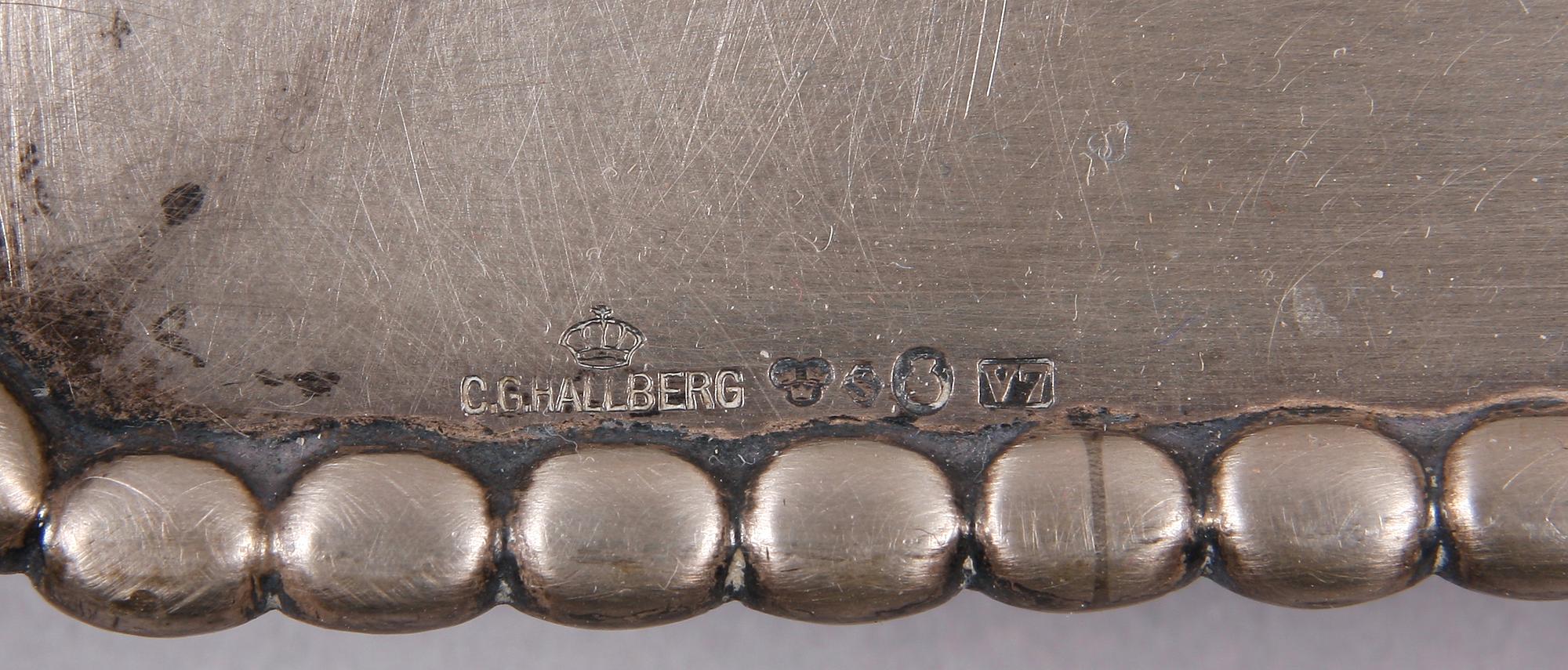 BLÄCKSTÄLL, glas och silver. CG Hallberg, Stockholm 1923.