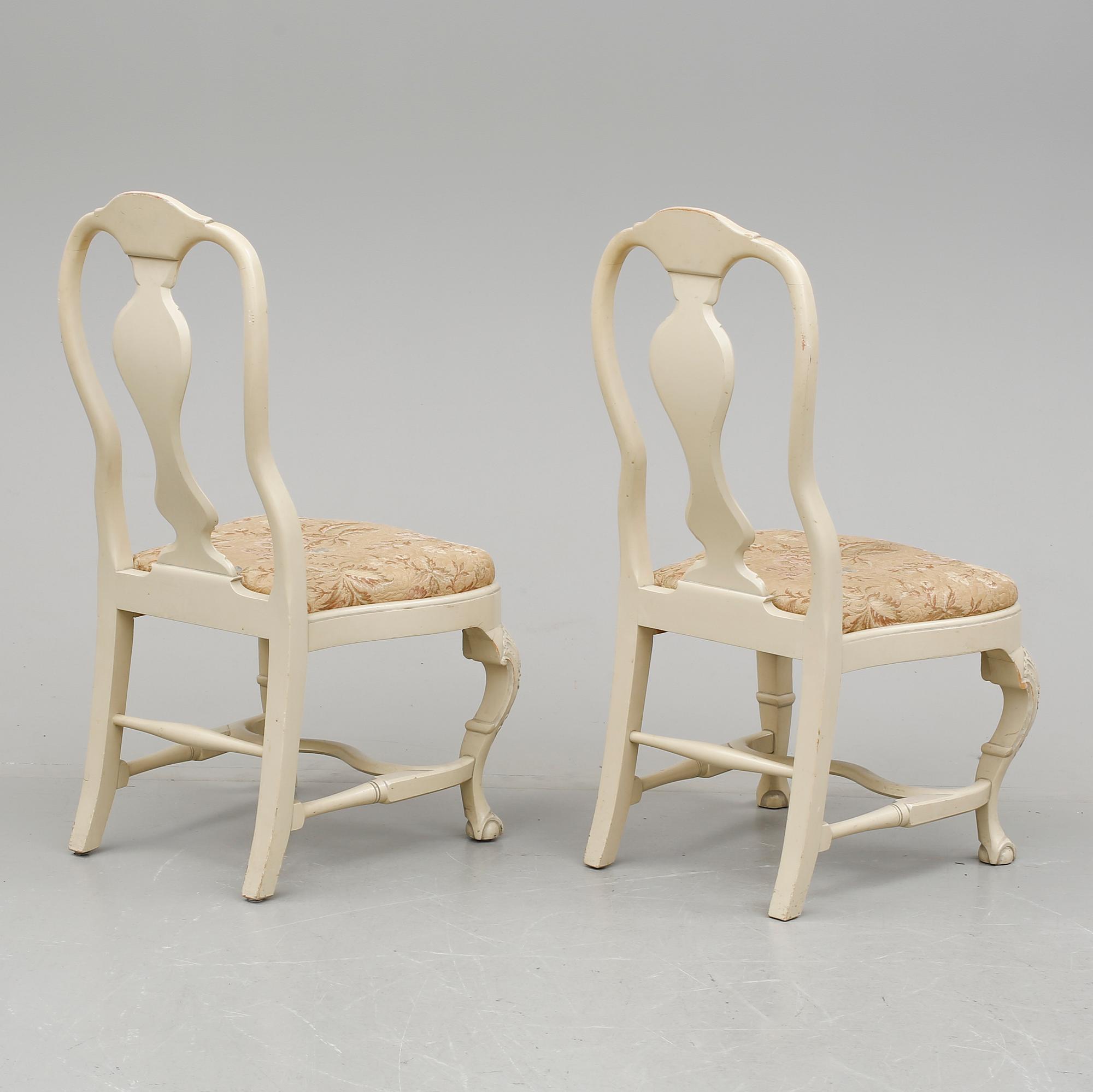 STOLAR, ett par, rokokostil, Uppsala Möbleringsaktiebolag, 1900-talets andra hälft.