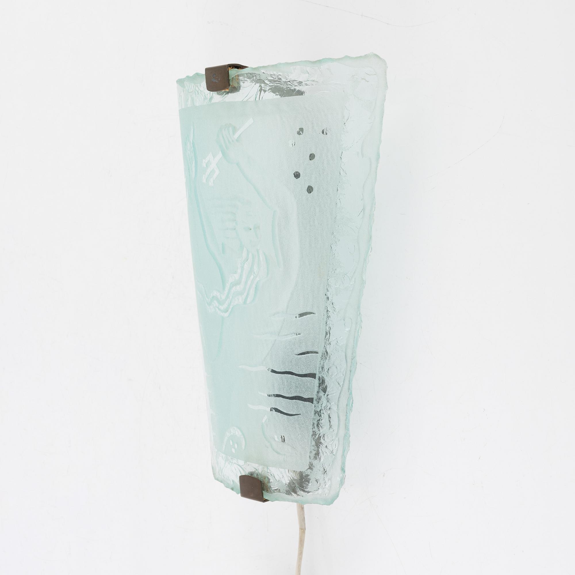 A glass wall lamp, presumably Glössner, Sweden, 1930's/40's.