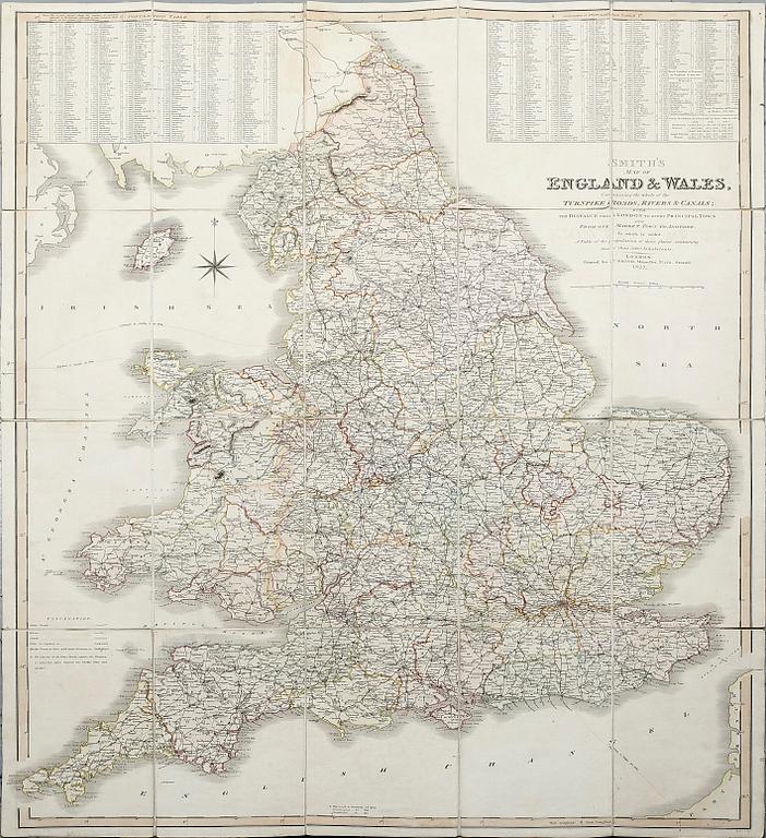 ATLAS, "Smiths" Map of England & Wales", Travelling Roads, Canals, England 1827.