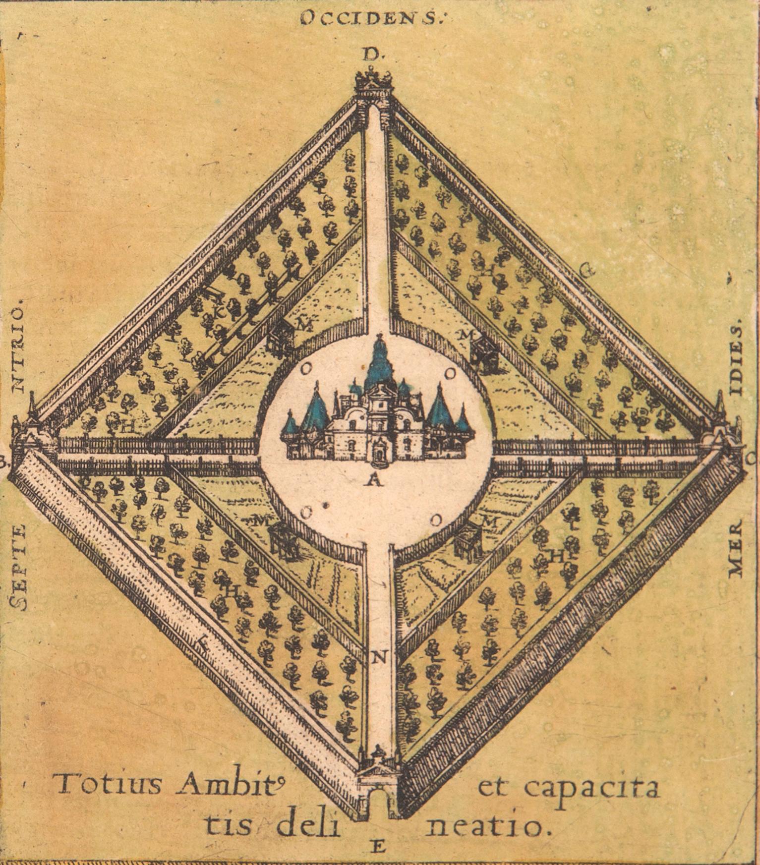 Georg Braun & Frans Hogenberg, karta över Ven / Hven, handkolorerat kopparstick, Köln ca 1586.