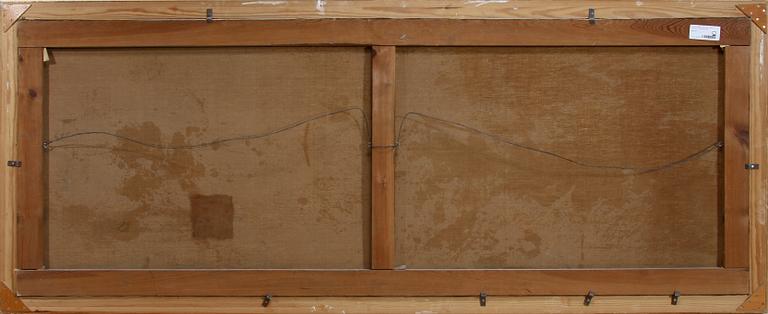 OKÄND KONSTNÄR. Olja på duk.  Sign P Söderström 1877.