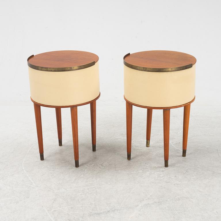 A pair of bedside tables, Halvdan Petterssons Möbelfabrik, Tibro, Sweden, mid 20th century.