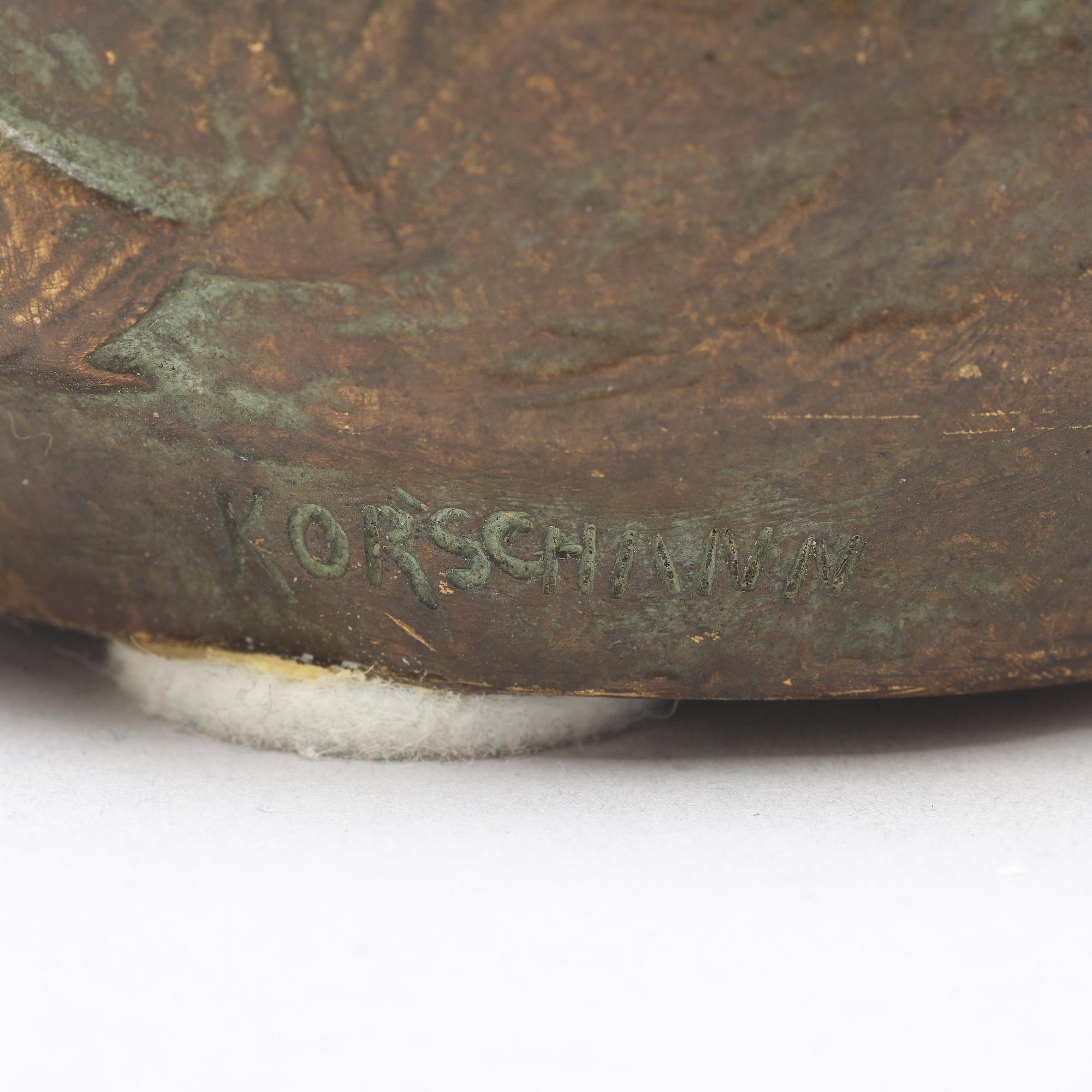 CHARLES KORSCHANN, an art nouveau gilt and patinated bronze vase, Paris ca 1900.