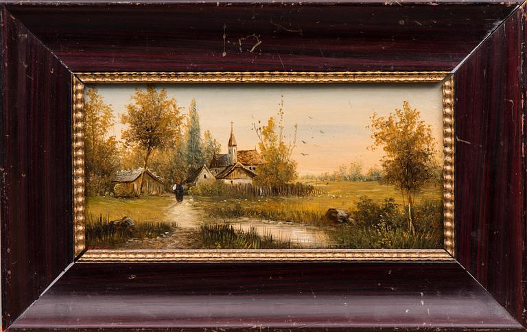 OIDENTIFIERAD KONSTNÄR, olja på skiva, signerad otydligt,  Ungern, 1800-tal.