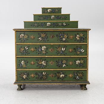 A Norwegian chest of drawers with a top section, mid 18th century.