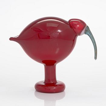 Oiva Toikka, footed glass bird, signed O. Toikka Nuutajärvi.