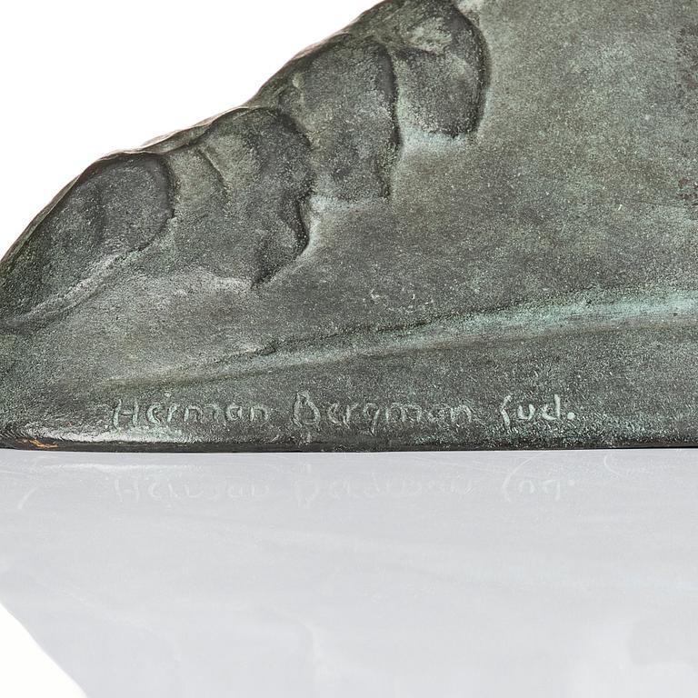 Alice Nordin, bordslampa "Natt och Morgon", Herman Bergmans Konstgjuteri, Stockholm, jugend, 1900-talets början.
