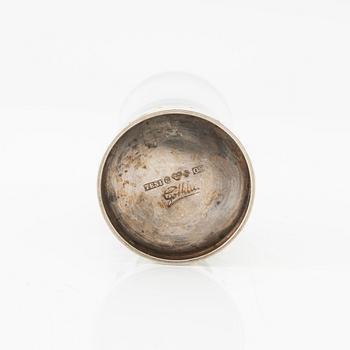 Tage Göthlin snapsglas, 11 st, silver och glas, TESI Göteborg och Skrufs glasbruk, 1964.