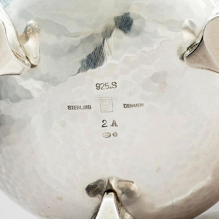 Georg Jensen, a three pieces coffee service in sterling silver, "Magnolia/Blossom", Copenhagen 1933-44.