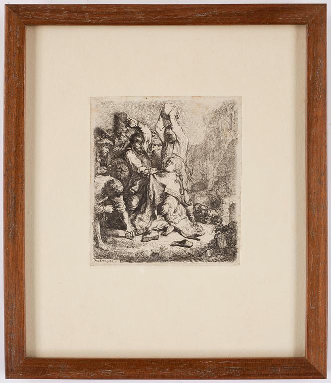 REMBRANDT HARMENSZ. VAN RIJN. Etsning 1635, troligen senare avdrag 16/1700-tal.